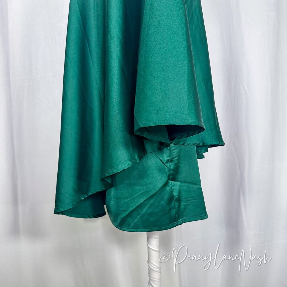 TCEC Satin Draped One Shoulder Mini Dress Green NWT - Picture 13 of 16